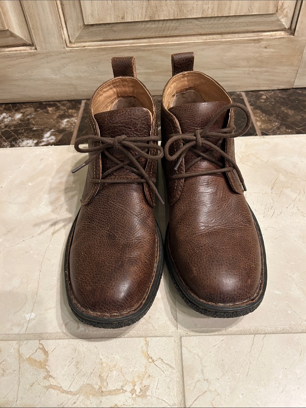 Born Brown Leather Chukka Boots with Lace-Up